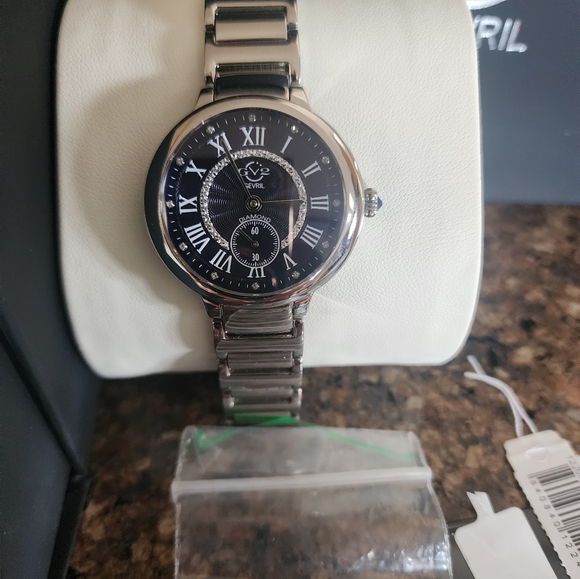 GV2 Woman's Rome Diamond & Silver Stainless Steal Watch - Picture 1 of 7